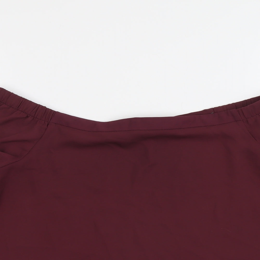 New Look Womens Purple Polyester Basic Blouse Size 10 Off the Shoulder