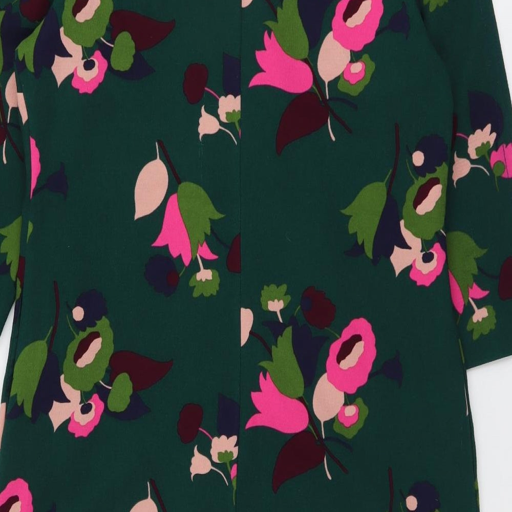 Boden Womens Green Floral Polyester A-Line Size 14 Round Neck Pullover
