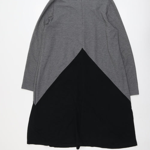 Ronen Chen Womens Grey Colourblock Viscose Jumper Dress Size 12 Round Neck Zip