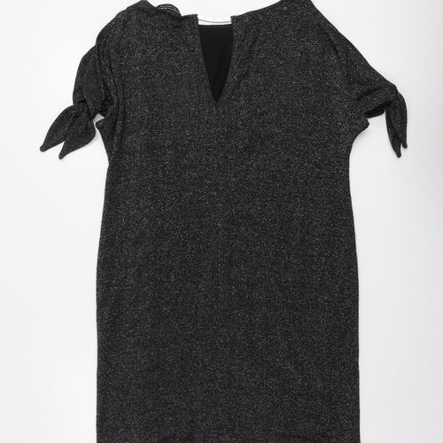 Dorothy Perkins Womens Black Polyester A-Line Size 10 Round Neck Pullover