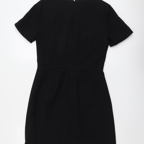 Oasis Womens Black Polyester A-Line Size 10 Round Neck Zip