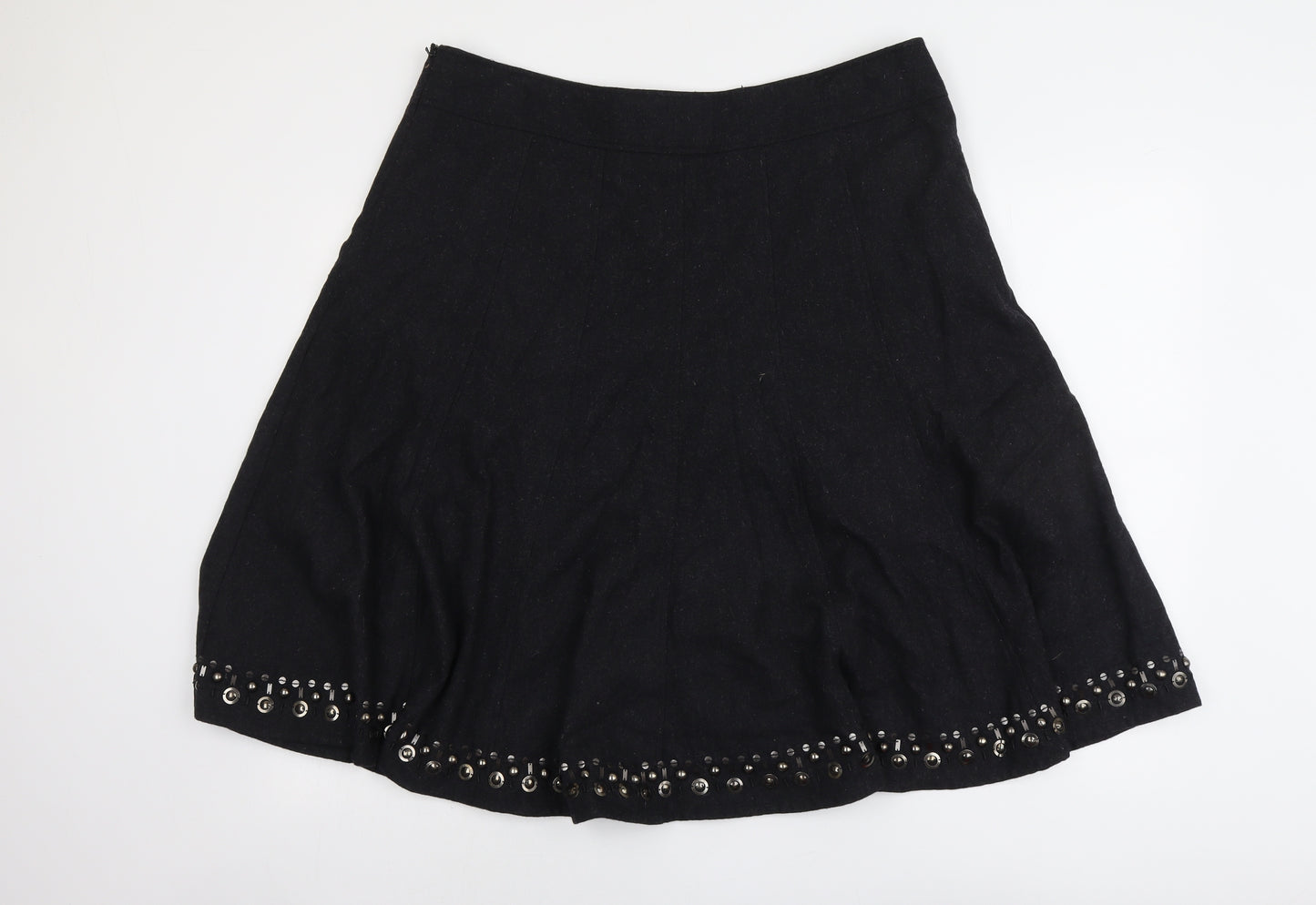 J.Taylor Womens Grey Wool Swing Skirt Size 18 Zip