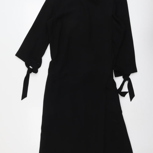 NEXT Womens Black Polyester Wrap Dress Size 14 Round Neck Zip