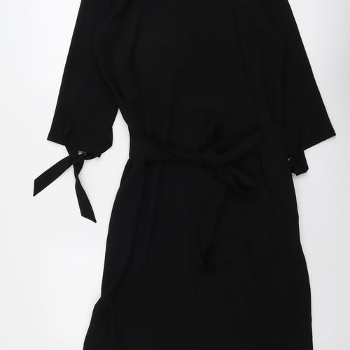 NEXT Womens Black Polyester Wrap Dress Size 14 Round Neck Zip