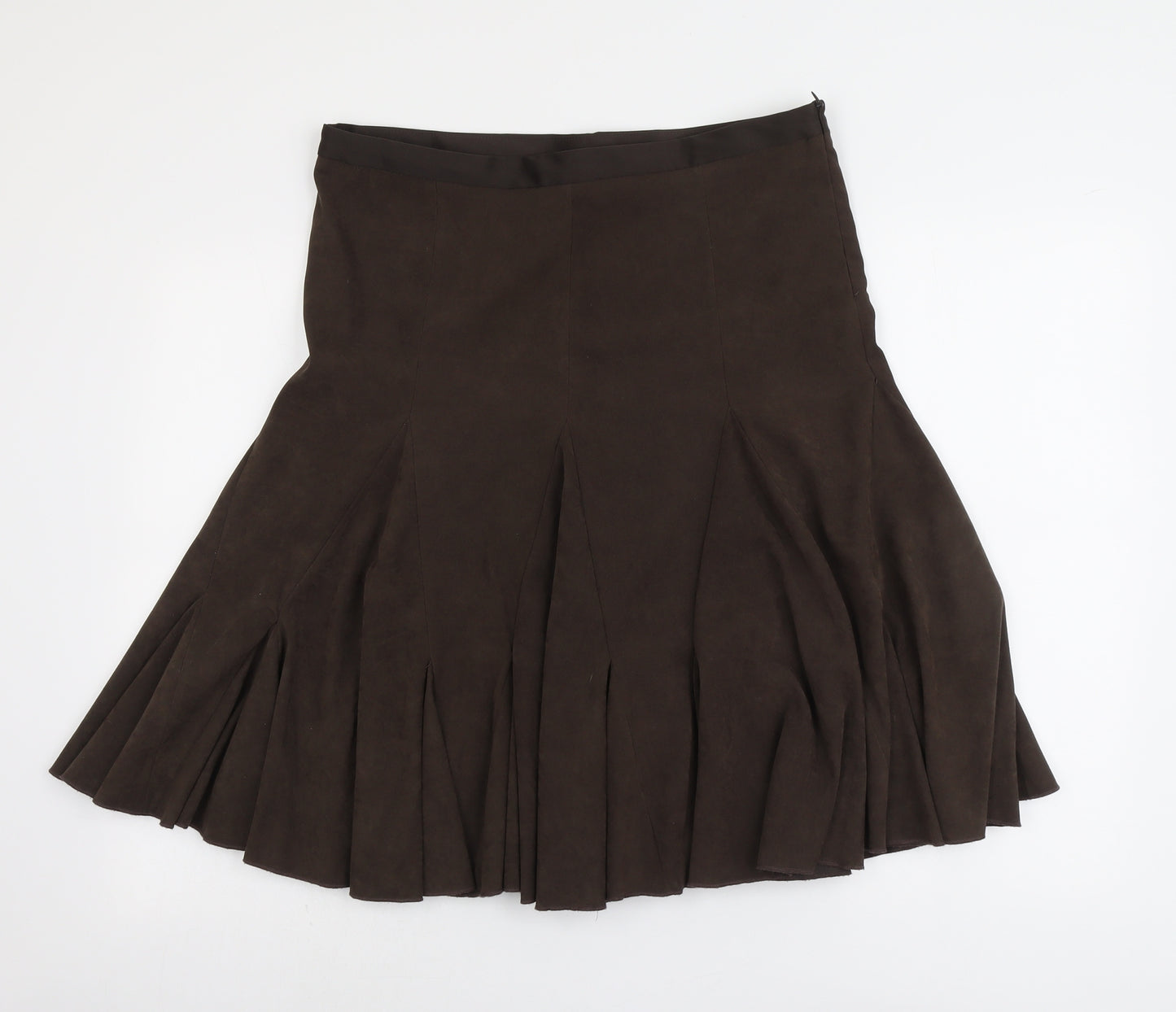 AMARANTO Womens Brown Polyester Swing Skirt Size 14 Zip
