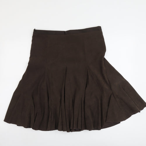 AMARANTO Womens Brown Polyester Swing Skirt Size 14 Zip