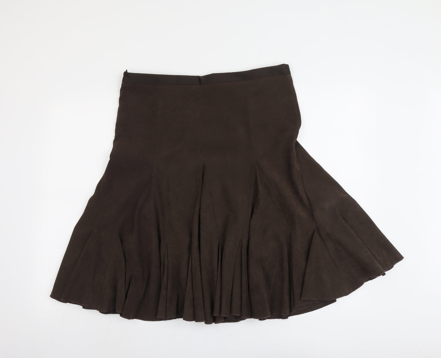AMARANTO Womens Brown Polyester Swing Skirt Size 14 Zip