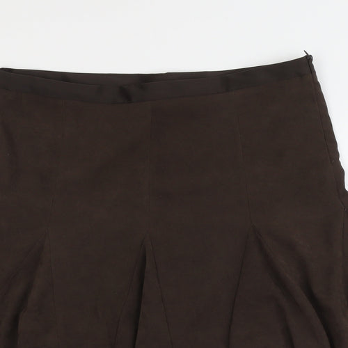 AMARANTO Womens Brown Polyester Swing Skirt Size 14 Zip