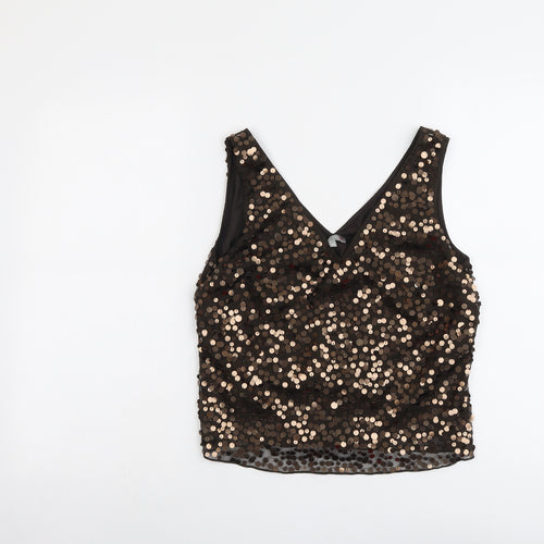 Per Una Womens Brown Polyester Basic Tank Size 14 V-Neck