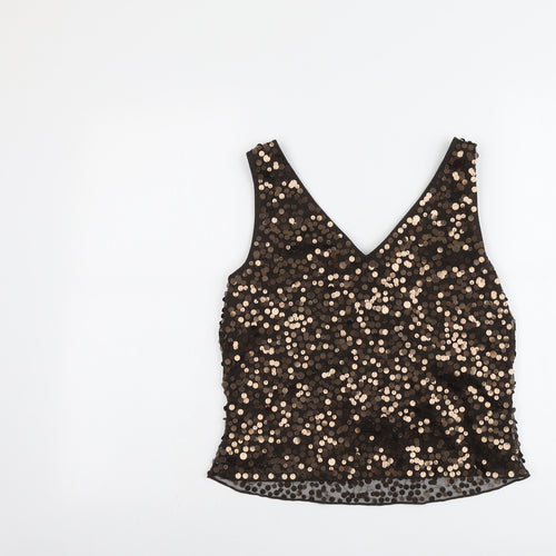 Per Una Womens Brown Polyester Basic Tank Size 14 V-Neck