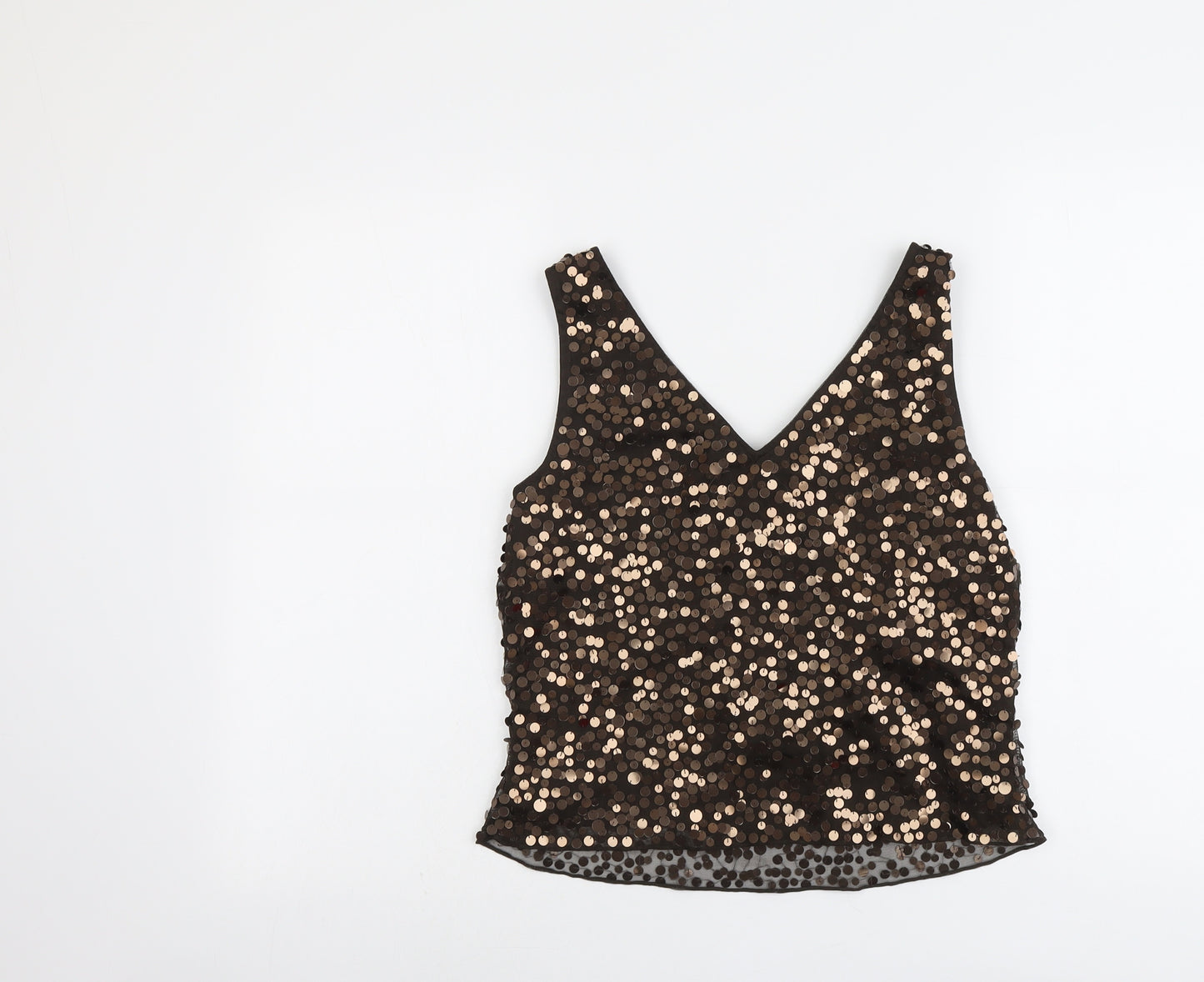 Per Una Womens Brown Polyester Basic Tank Size 14 V-Neck