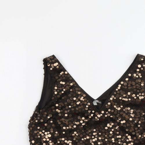 Per Una Womens Brown Polyester Basic Tank Size 14 V-Neck