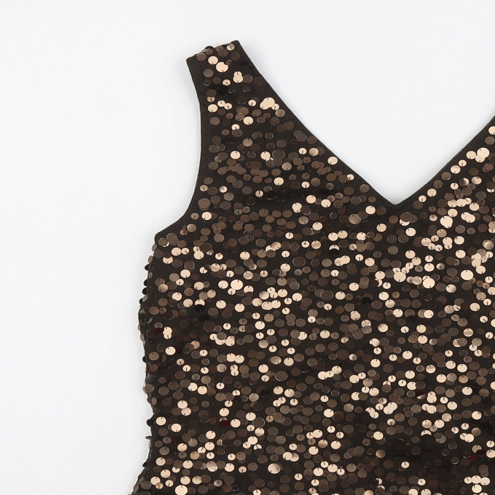 Per Una Womens Brown Polyester Basic Tank Size 14 V-Neck