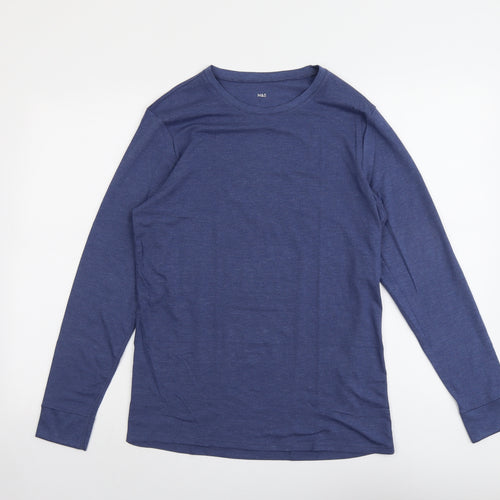 Marks and Spencer Mens Blue Acrylic T-Shirt Size M Round Neck