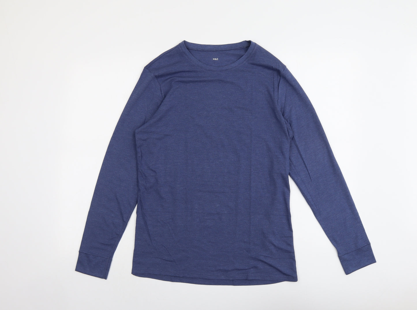 Marks and Spencer Mens Blue Acrylic T-Shirt Size M Round Neck