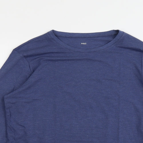 Marks and Spencer Mens Blue Acrylic T-Shirt Size M Round Neck
