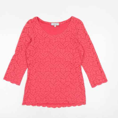 Marks and Spencer Womens Pink Cotton Basic Blouse Size 8 Boat Neck