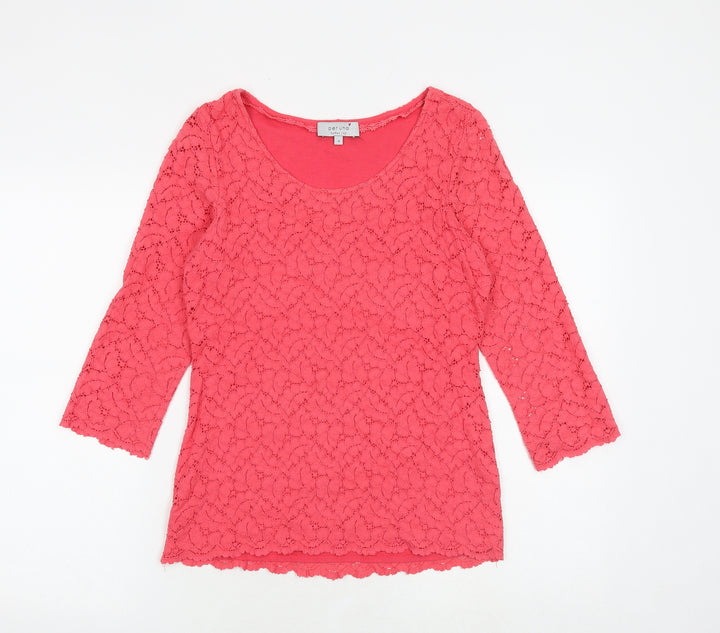 Marks and Spencer Womens Pink Cotton Basic Blouse Size 8 Boat Neck