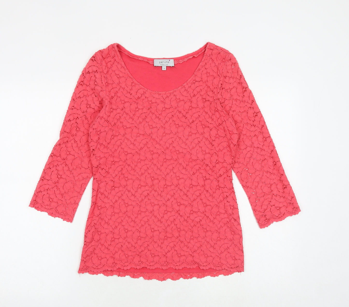 Marks and Spencer Womens Pink Cotton Basic Blouse Size 8 Boat Neck
