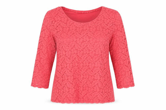 Front view of Marks & Spencer women’s pink cotton basic blouse, size UK 8, boat neck