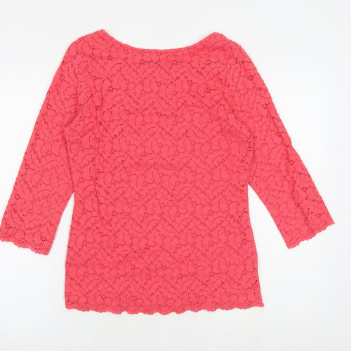 Marks and Spencer Womens Pink Cotton Basic Blouse Size 8 Boat Neck