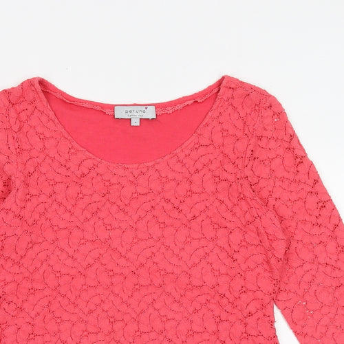 Marks and Spencer Womens Pink Cotton Basic Blouse Size 8 Boat Neck