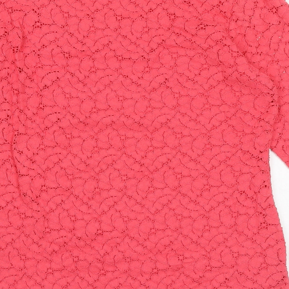 Marks and Spencer Womens Pink Cotton Basic Blouse Size 8 Boat Neck
