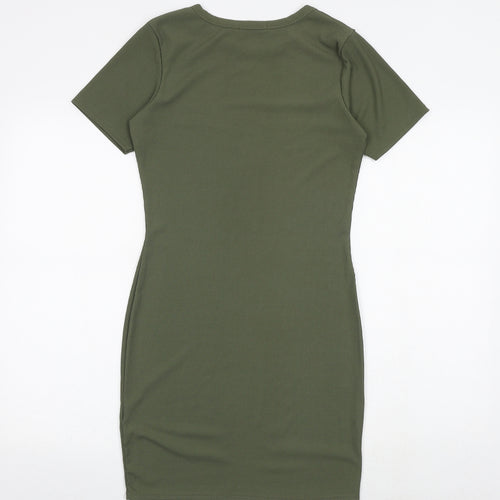 Boohoo Womens Green Polyester Mini Size 12 Round Neck Pullover