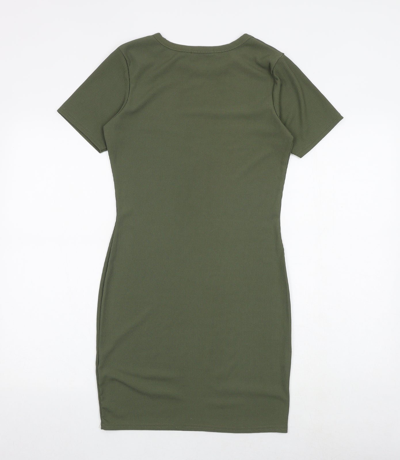 Boohoo Womens Green Polyester Mini Size 12 Round Neck Pullover