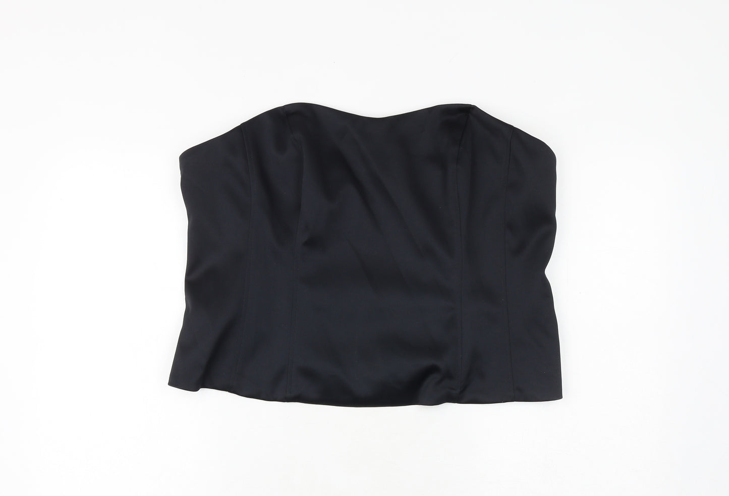 Marks and Spencer Womens Black Polyester Cropped Blouse Size 20 Sweetheart - Corset Style