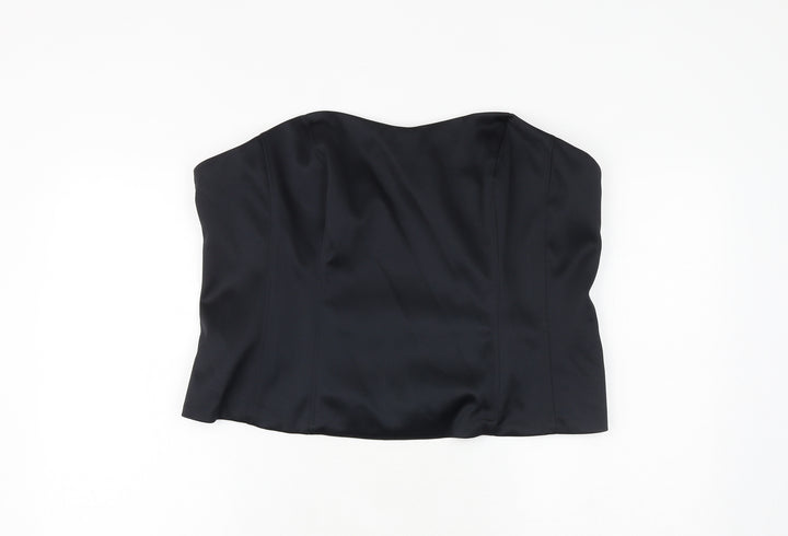 Marks and Spencer Womens Black Polyester Cropped Blouse Size 20 Sweetheart - Corset Style