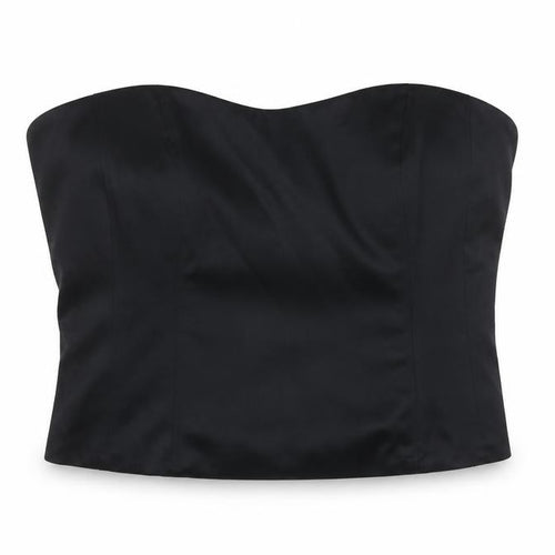 Marks and Spencer Womens Black Polyester Cropped Blouse Size 20 Sweetheart - Corset Style