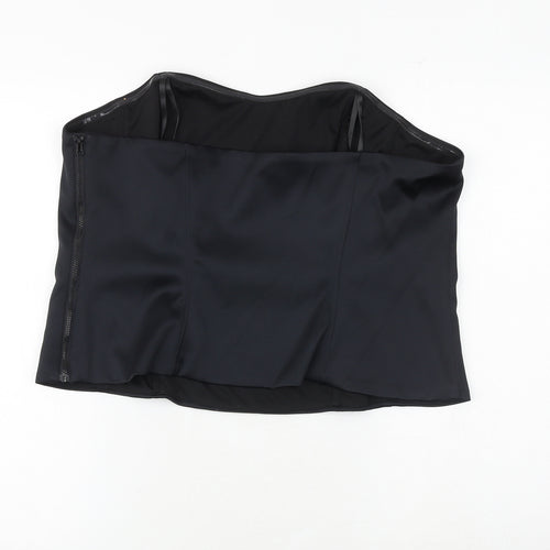 Marks and Spencer Womens Black Polyester Cropped Blouse Size 20 Sweetheart - Corset Style