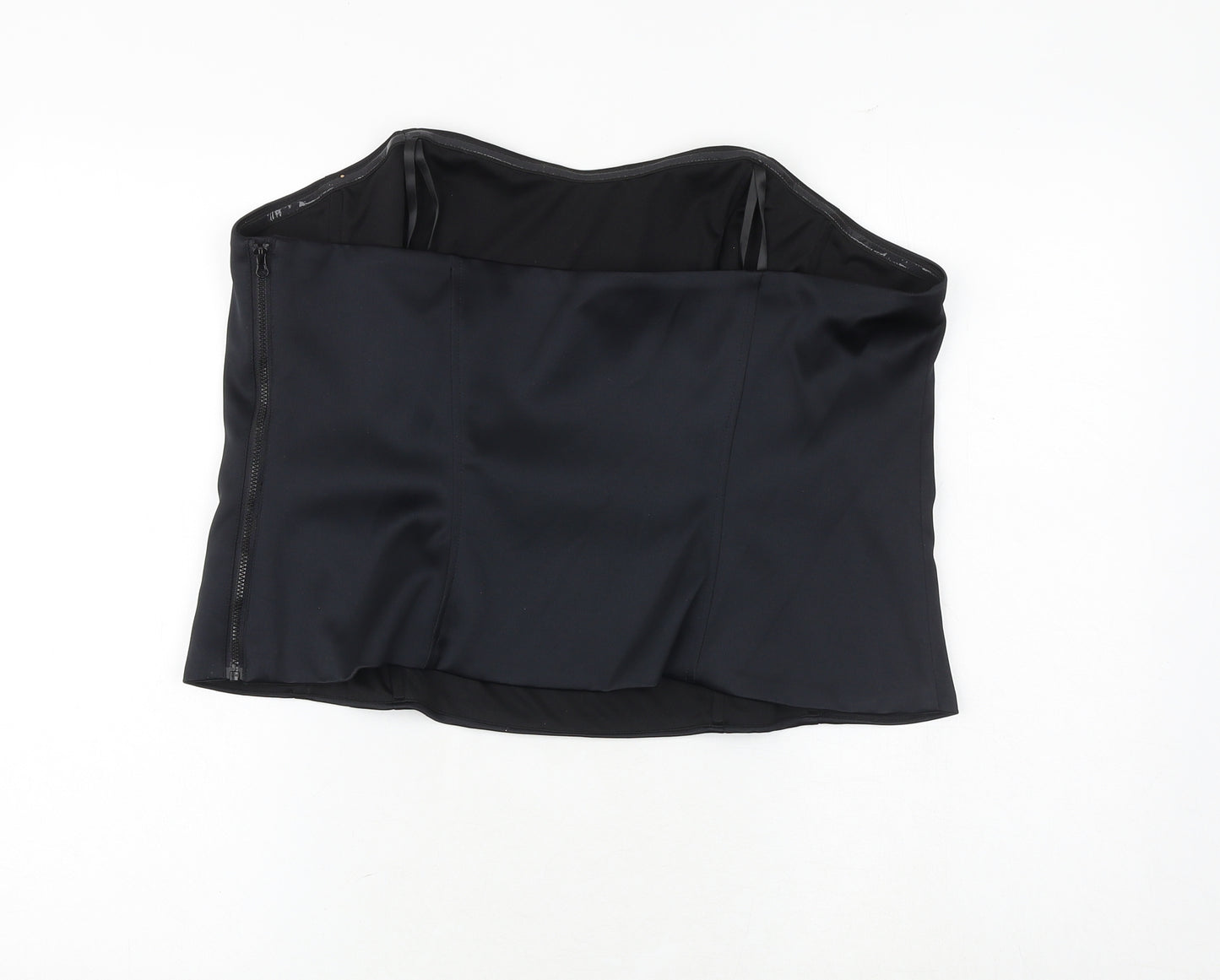 Marks and Spencer Womens Black Polyester Cropped Blouse Size 20 Sweetheart - Corset Style
