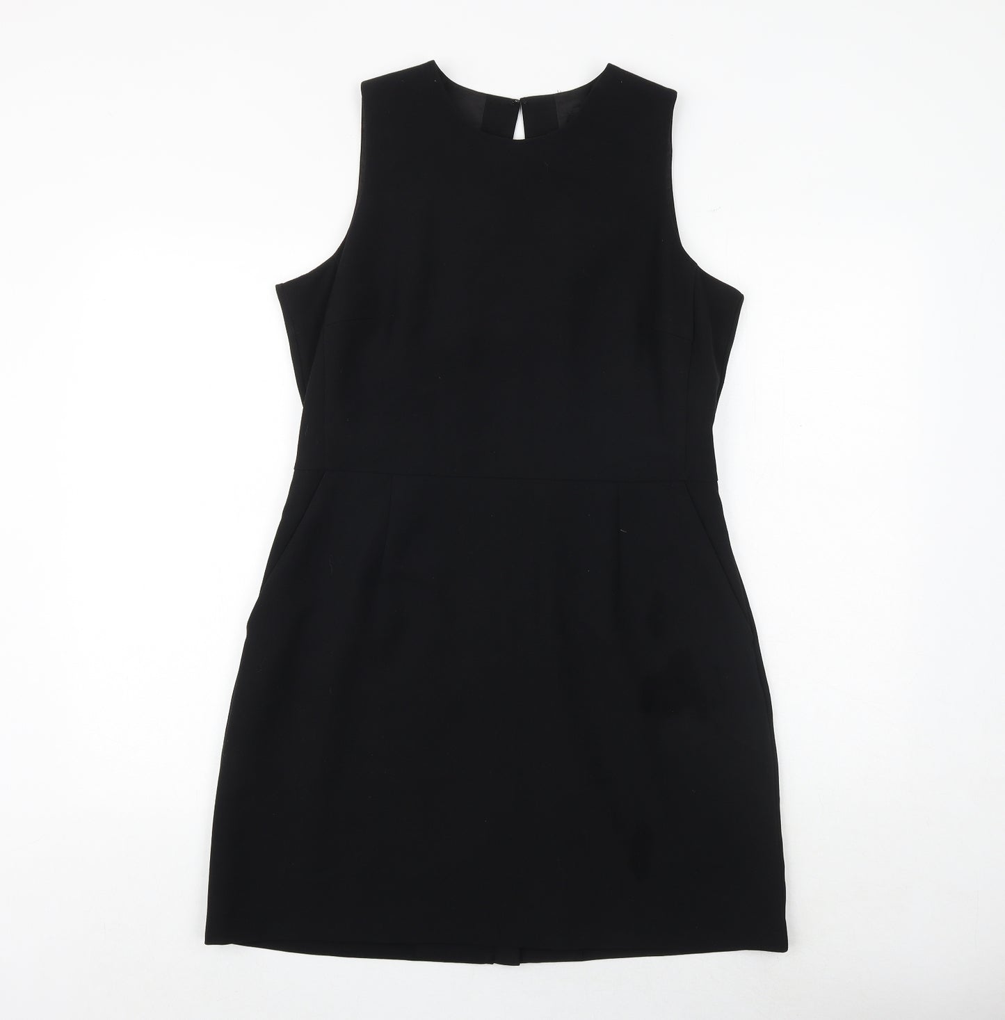 NEXT Womens Black Polyester Shift Size 14 Round Neck Zip