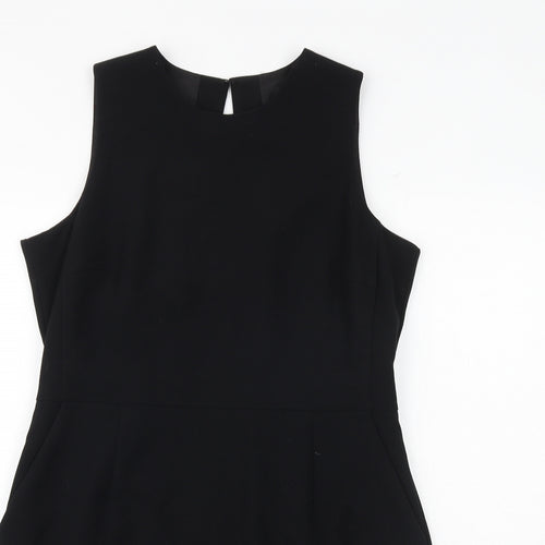 NEXT Womens Black Polyester Shift Size 14 Round Neck Zip