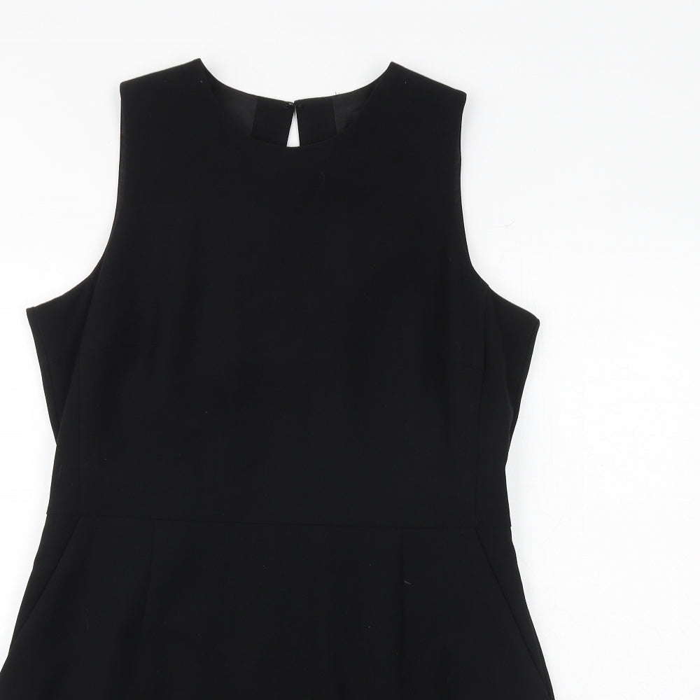 NEXT Womens Black Polyester Shift Size 14 Round Neck Zip