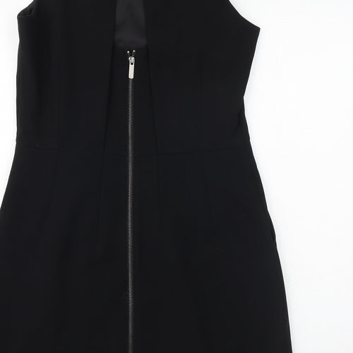 NEXT Womens Black Polyester Shift Size 14 Round Neck Zip