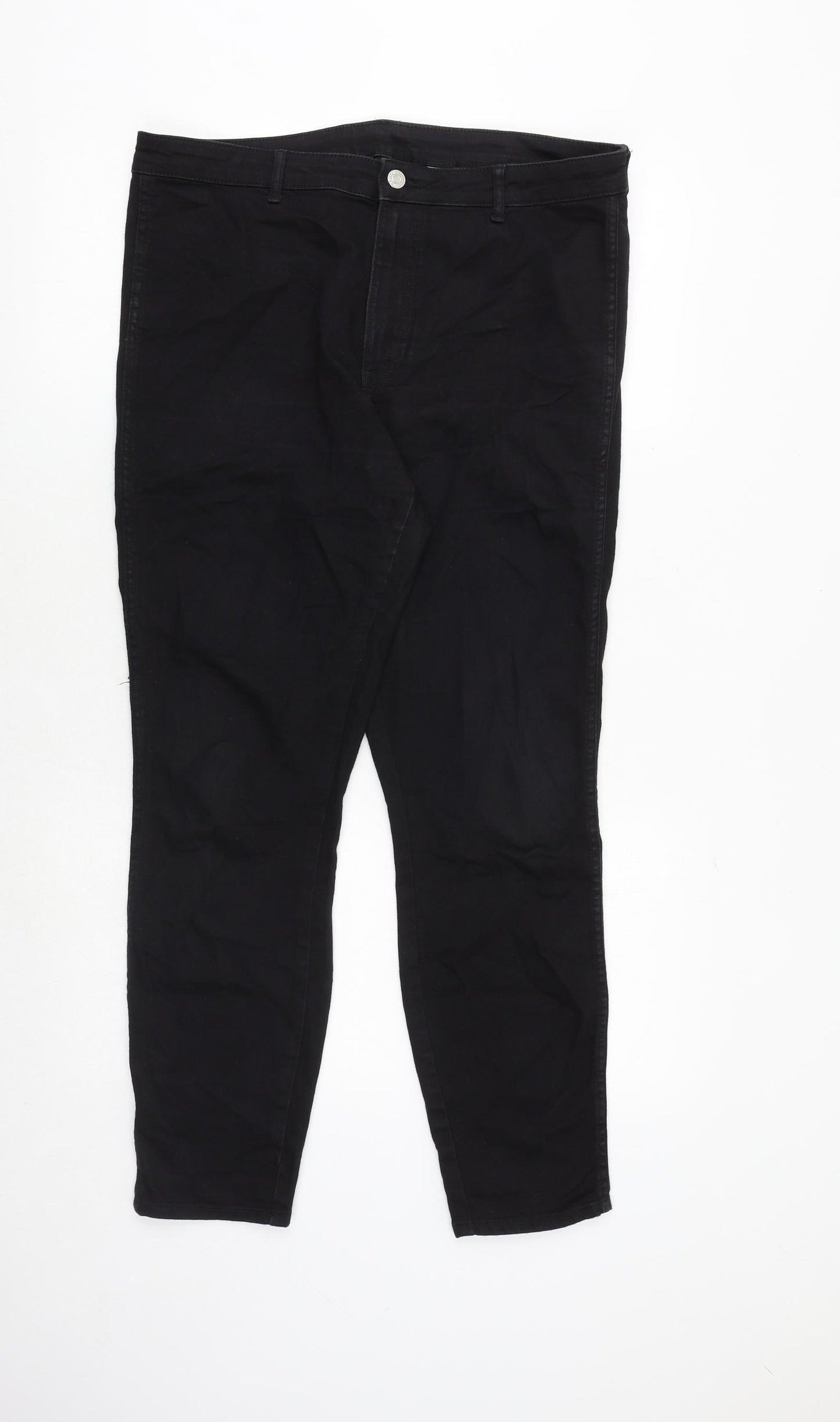 H&M Womens Black Cotton Skinny Jeans Size 14 Regular Zip
