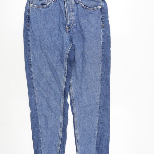 H&M Womens Blue Cotton Mom Jeans Size 8 Regular Zip