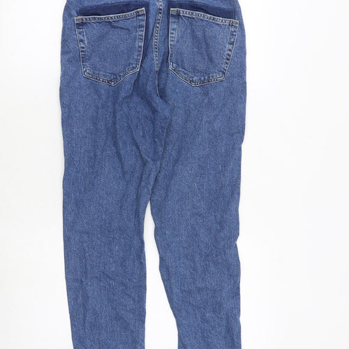 H&M Womens Blue Cotton Mom Jeans Size 8 Regular Zip
