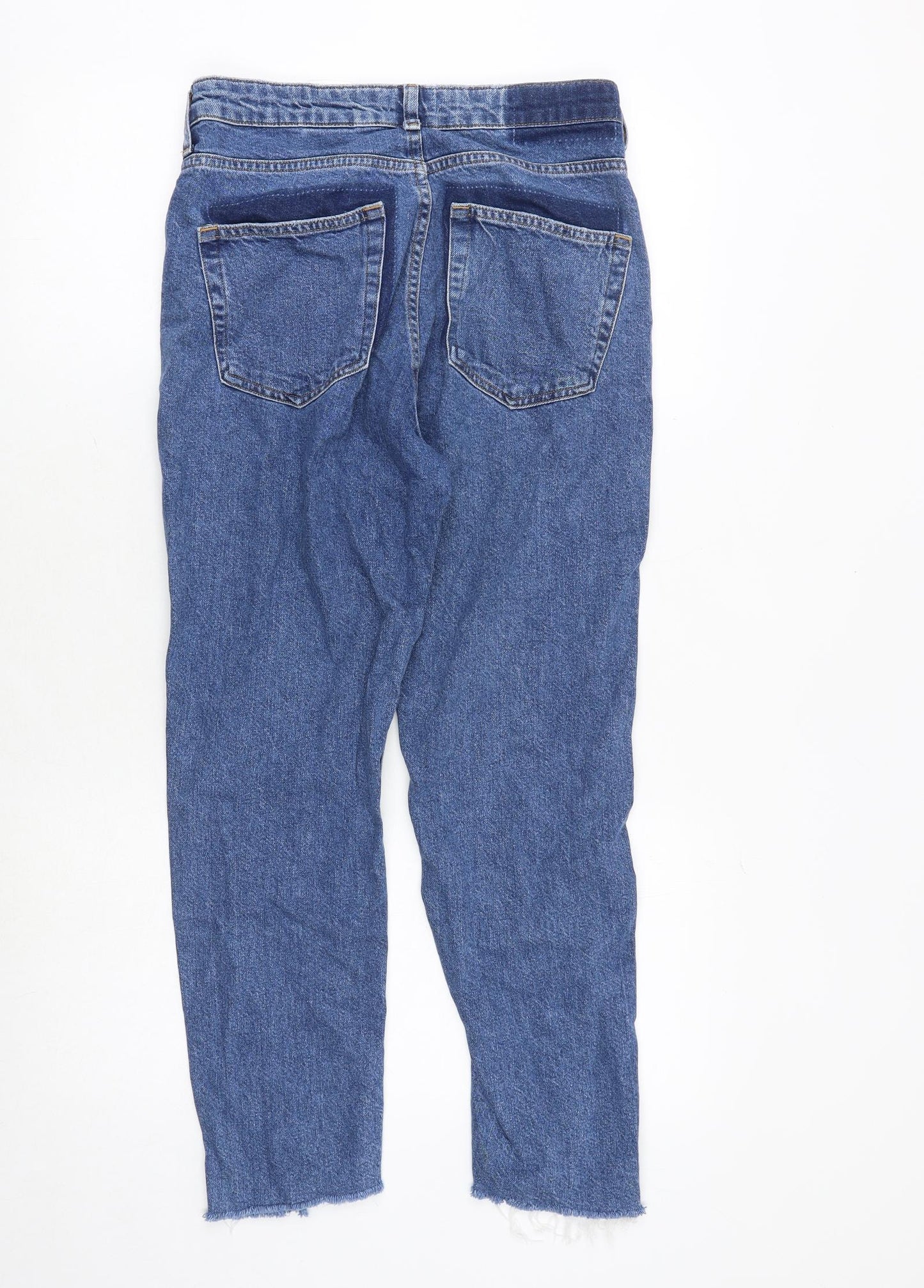 H&M Womens Blue Cotton Mom Jeans Size 8 Regular Zip