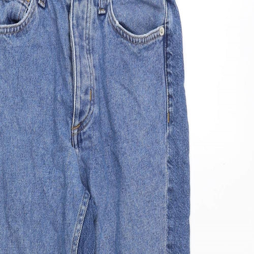 H&M Womens Blue Cotton Mom Jeans Size 8 Regular Zip