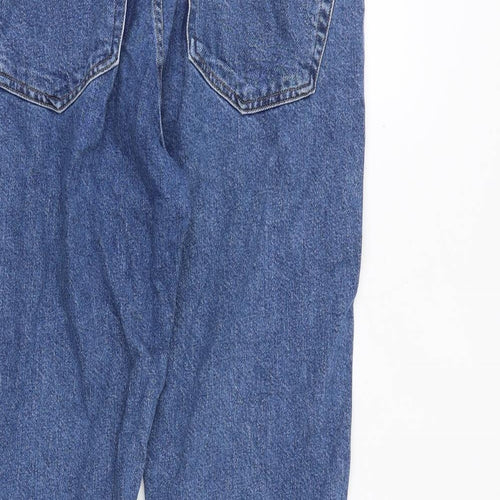 H&M Womens Blue Cotton Mom Jeans Size 8 Regular Zip