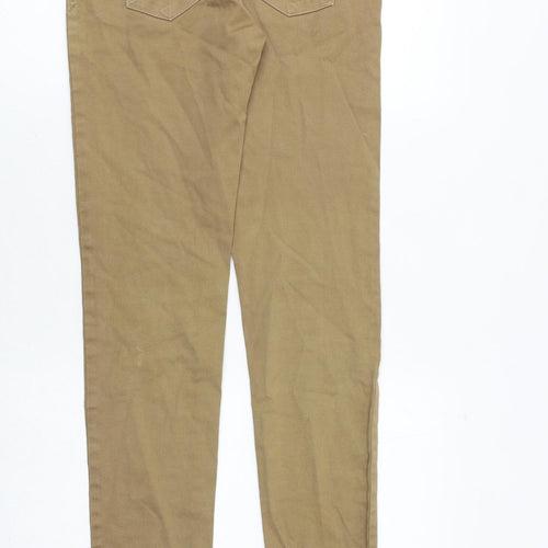 Zara Womens Brown Cotton Skinny Jeans Size 8 Regular Zip