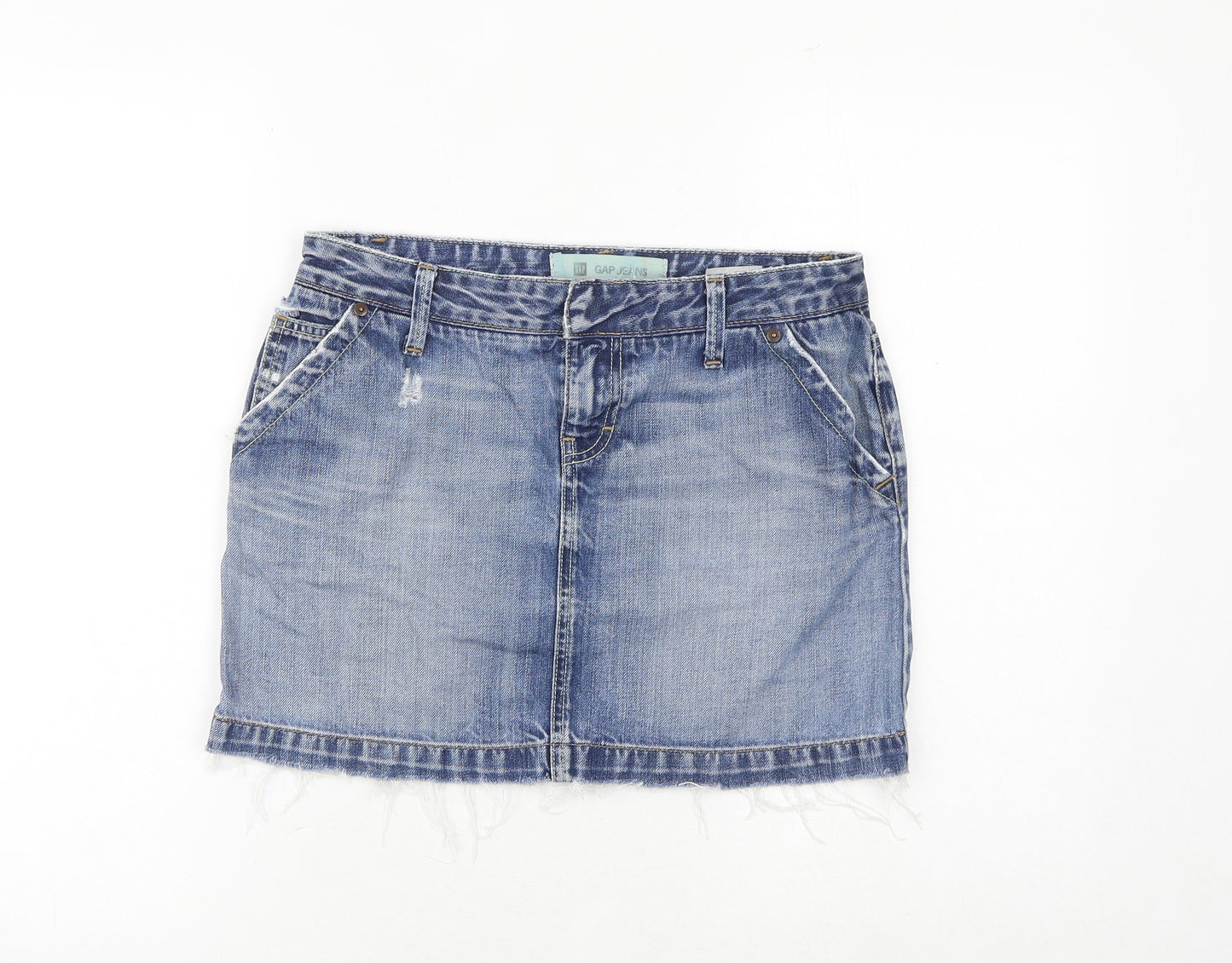 Gap Womens Blue Cotton Mini Skirt Size 30 in Snap