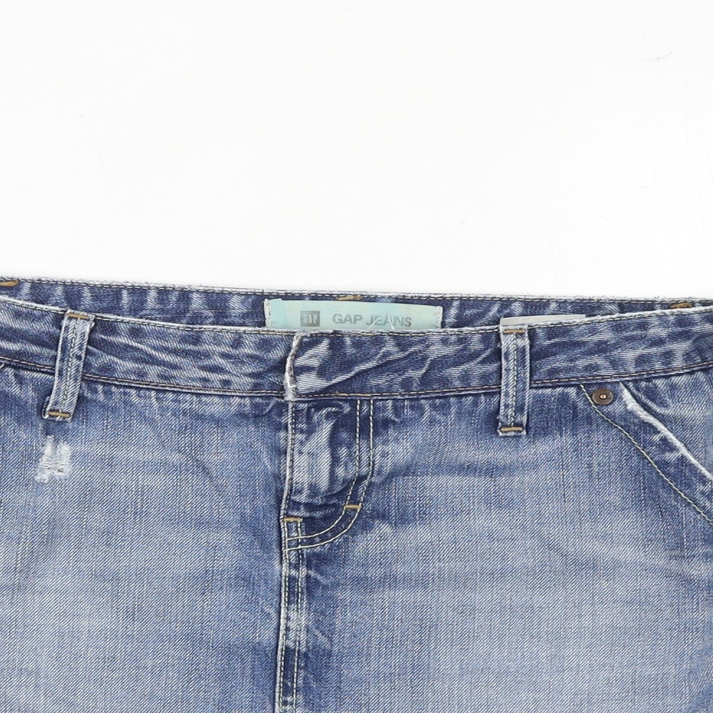 Gap Womens Blue Cotton Mini Skirt Size 30 in Snap