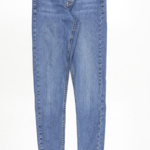 Topshop Womens Blue Cotton Skinny Jeans Size 26 in Regular Zip