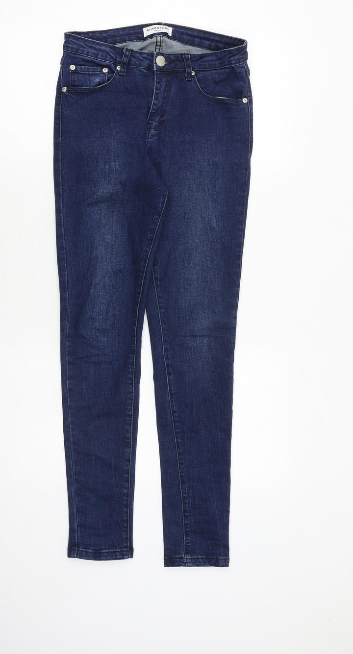 Glamorous Womens Blue Cotton Skinny Jeans Size S Regular Zip