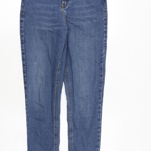 Topshop Womens Blue Cotton Skinny Jeans Size 28 in Regular Zip